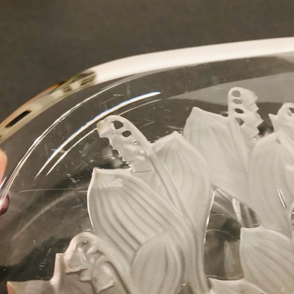 Vintage Sasaki Oval Crystal Plate Lily of Valley Frosted Plate 14”-8” - Picture 6 of 12